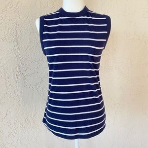 Navy and white striped tank